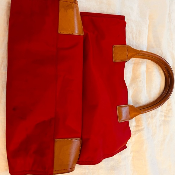 Tory Burch Red and Brown Nylon Tote - Picture 3 of 6